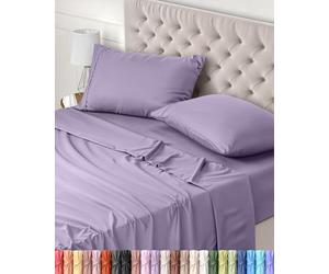 Utopia Bedding Bed Sheet Set King, Lavender, 4 Piece - Fitted Sheet, Flat Sheet with 2 Pillow Cases 50x75 - Wrinkle, Shrinkage & Fade Resistant - Oeko-Tex Certified, Polyester Microfiber Fabric