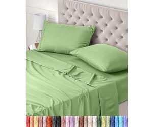 Utopia Bedding Bed Sheet Set King, Sage, 4 Piece - Fitted Sheet, Flat Sheet with 2 Pillow Cases 50x75 - Wrinkle, Shrinkage & Fade Resistant - Oeko-Tex Certified, Polyester Microfiber Fabric