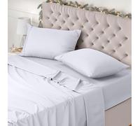 Utopia Bedding Bed Sheet Set King, White, 4 Piece - Fitted Sheet, Flat Sheet with 2 Pillow Cases 50x75 - Wrinkle, Shrinkage & Fade Resistant - Oeko-Tex Certified, Polyester Microfiber Fabric