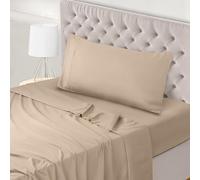 Utopia Bedding Bed Sheet Set Single, Beige, 3 Piece - Fitted Sheet, Flat Sheet with 1 Pillow Case 50x75 - Wrinkle, Shrinkage and Fade Resistant - Soft Brushed Polyester Microfiber Fabric