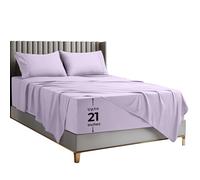 Utopia Bedding Bed Sheet Set, Soft Microfiber 4 Piece Hotel Luxury Bed Sheets with Deep Pockets - Embroidered Pillow Cases - Side Storage Pocket Fitted Sheet - Flat Sheet (Queen, Lavender)