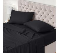 Utopia Bedding Bed Sheet Set Super King, Black, 4 Piece - Fitted Sheet, Flat Sheet with 2 Pillow Cases 50x75 - Wrinkle, Shrinkage and Fade Resistant - Soft Brushed Polyester Microfiber Fabric