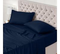Utopia Bedding Bed Sheet Set Super King, Navy Blue, 4 Piece - Fitted Sheet, Flat Sheet with 2 Pillow Cases 50x75 - Wrinkle, Shrinkage & Fade Resistant - Oeko-Tex Certified, Polyester Microfiber Fabric