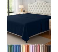 Utopia Bedding Bed Sheet, Soft Brushed Microfiber Fabric, Non-Shrinkable And Fade-Resistant, Easy Care, Only 1 Sheet, Queensize, Navy Blue