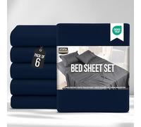 Utopia Bedding Bed Sheets Set Bulk Pack of 6 (King, Navy Blue) - Fitted Sheet, Flat Sheet with Pillow cases 50x75 - Wrinkle, Shrinkage & Fade Resistant - Soft Brushed Polyester Microfiber Fabric