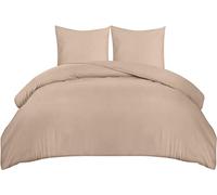 Utopia Bedding Bedding Set 220x240 - Microfiber Duvet Cover 240x220 cm + 2 Pillowcases 65x65 cm - Beige
