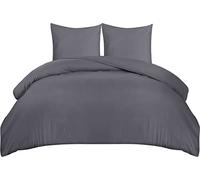 Utopia Bedding Bettwäsche 220x240 Set - Mikrofaser Bettbezug 240x220 cm + 2 Kissenbezüge 65x65 cm - Grau