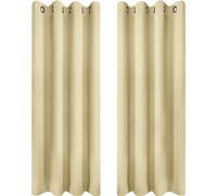 Utopia Bedding Blackout Curtains Grommet Thermal 2 Panels Drapes [Beige, 55 x 69 Inches] Sound Insulated Curtain for Bedroom and Living Room