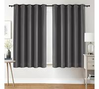 Utopia Bedding Blackout Curtains Grommet Thermal 2 Panels Drapes [Grey, 66 x 54 Inches] Sound Insulated Curtain for Bedroom and Living Room (167x137 cm)