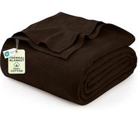 Utopia Bedding 100% Cotton Blanket (Queen Size - 90x90 Inches) 350GSM Lightweight Thermal Blanket, Soft Breathable Blanket for All Seasons (Brown)