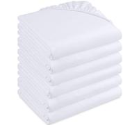 Utopia Bedding Brushed Microfibre Fitted Sheet, Set of 6 Fitted Sheets, 35 cm Deep Pocket, 140 x 200 cm, White