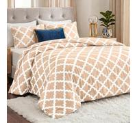 Utopia Bedding - Comforter Bedding Set with 2 Pillow Shams - Luxurious Brushed Microfiber - Down Alternative Comforter - Soft and Comfortable - Machine Washable, Quatrefoil Beige, King