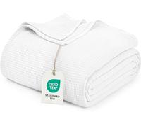 Utopia Bedding Cotton Blend White Waffle Blanket Queen - 90x90 Inches