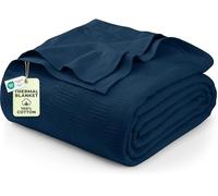 Utopia Bedding Cotton King Blanket - Navy - 108 x 90 Inches - 350 GSM Soft Breathable Blanket