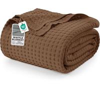 Utopia Bedding Cotton Waffle Blanket 300 GSM (Brown - 274x228 cm) Soft Lightweight Breathable Bed Blanket Big Size Layering Any Bed for All Season