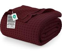 Utopia Bedding Cotton Waffle Blanket 300 GSM (Burgundy - 228x182 cm) Soft Lightweight Breathable Bed Blanket Big Size Layering Any Bed for All Season