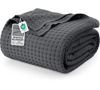 Utopia Bedding Cotton Waffle Blanket 300 GSM (Charcoal - 274x228 cm) Soft Lightweight Breathable Bed Blanket Big Size Layering Any Bed for All Season