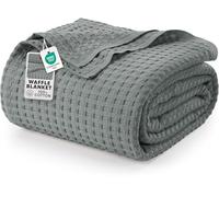 Utopia Bedding Cotton Waffle Blanket 300 GSM (Cool Grey - 228x228 cm) Soft Lightweight Breathable Bed Blanket Big Size Layering Any Bed for All Season