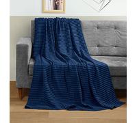 Utopia Bedding Cotton Waffle Blanket 300 GSM (Navy - 152x127 cm) Soft Lightweight Breathable Bed Blanket Big Size Layering Any Bed for All Season