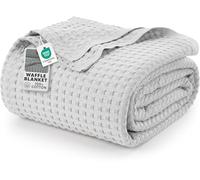 Utopia Bedding Cotton Waffle Blanket 300 GSM (Silver - 274x228 cm) Soft Lightweight Breathable Bed Blanket Big Size Layering Any Bed for All Season