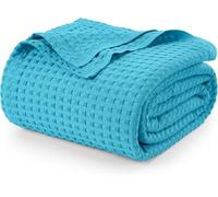 Utopia Bedding Cotton Waffle Blanket 300 GSM (Teal - 228x228 cm) Soft Lightweight Breathable Bed Blanket Big Size Layering Any Bed for All Season