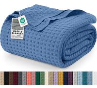 Utopia Bedding Cotton Waffle Blanket 300 GSM (Wedgewood - 228x182 cm) Soft Lightweight Breathable Bed Blanket Big Size Layering Any Bed for All Season