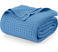 Utopia Bedding Cotton Waffle Blanket 300 GSM (Wedgewood - 228x228 cm) Soft Lightweight Breathable Bed Blanket Big Size Layering Any Bed for All Season