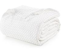 Utopia Bedding Cotton Waffle Blanket 300 GSM (White - 228x213 cm) Soft Lightweight Breathable Bed Blanket Big Size Layering Any Bed for All Season