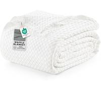 Utopia Bedding Cotton Waffle Blanket 300 GSM (White - 274x228 cm) Soft Lightweight Breathable Bed Blanket Big Size Layering Any Bed for All Season