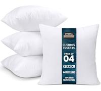 Utopia Bedding Cushion Inner Pads 43x43 cm (17 x 17 inches) Cushion Stuffer Inserts (Pack of 4), Hollowfibre Throw Pillows (White)