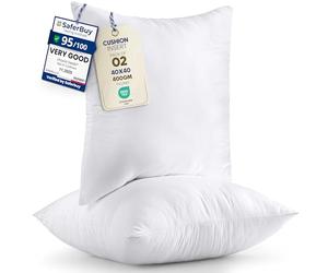 Utopia Bedding Cushion Inserts 40cm x 40cm (16x16 inch) Pack of 2 Hollowfibre Inner Pads for Sofa or Bed - White Cushions Fillers