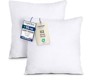 Utopia Bedding Cushion Inserts 45cm x 45cm (18x18 inch) Pack of 2 Hollowfibre Inner Pads for Sofa or Bed - White Cushion Fillers