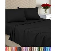 Utopia Bedding Double Bed Sheet Set Soft Brushed Microfiber, Includes 1 Fitted Sheet, 1 Flat Sheet, 2 Pillow Cases, Deep Pocket (Black)