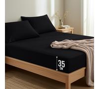 Utopia Bedding Double Black Fitted Sheet and Matching Pillowcase Set - Deep Pocket (35 cm) - Bed Sheets Set - 2 Pillowcases (50x75cm) - OEKO-TEX Certified - Soft Brushed Microfibre
