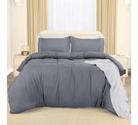 Utopia Bedding Double Duvet Cover Set - Duvet Cover Double with Embroidered Pillowcases - Soft Microfibre Polyester Bedding (Grey)