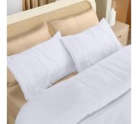 Utopia Bedding Double Duvet Cover Set - Duvet Cover Double with Embroidered Pillowcases - Soft Microfibre Polyester Bedding (White)