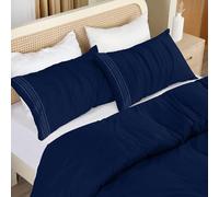 Utopia Bedding Double Duvet Cover Set - Duvet Cover Double with Embroidered Pillowcases - Soft Microfibre Polyester Bedding (Navy)