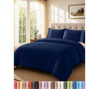 Utopia Bedding Double Duvet Cover Set (Navy) | Quilt Cover with Embroidered Pillowcases - Soft Microfibre Polyester Bedding