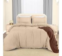 Utopia Bedding Double Duvet Cover Set - Pack of 10 - Duvet Cover Double with Embroidered Pillowcases - Soft Microfibre Polyester Bedding (Beige)