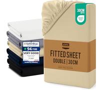 Utopia Bedding Double Fitted Sheet, Up to 30cm (12"), Beige | Soft Brushed Microfibre Fabric, Shrinkage and Fade Resistant, Oeko-Tex Certified, Bottom Sheet, Kids Fitted Sheet