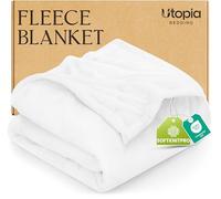 Utopia Bedding Double Fleece Blanket 150x200cm - Soft Warm Lightweight Breathable Luxury Decorative Bed Throw For Sofa & Armchairs - Cosy All Weather Fluffy Blanket Gift For Men & Women, White
