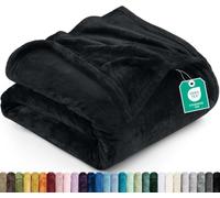 Utopia Bedding Double Fleece Blanket 150x200cm - Soft Warm Lightweight Breathable Luxury Decorative Bed Throw For Sofa & Armchairs - Cosy All Weather Fluffy Blanket Gift For Men & Women, Black