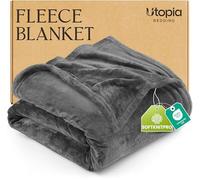 Utopia Bedding Double Fleece Blanket 150x200cm - Soft Warm Lightweight Breathable Luxury Decorative Bed Throw For Sofa & Armchairs - Cosy All Weather Fluffy Blanket Gift For Men & Women, Grey