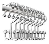 Utopia Bedding Double Glide Roller Set of 12 Shower Curtain Hooks, Double Sided Rings, Rust Proof Shower Curtain Rings, Nickel