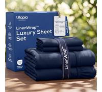 Utopia Bedding Double Size Soft Brushed Microfiber Sheet Set, Includes 1 Fitted Sheet, 1 Flat Sheet, 2 Pillowcases, Deep Pocket (Navy Blue)