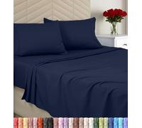 Utopia Bedding Double Size Soft Brushed Microfiber Sheet Set, Includes 1 Fitted Sheet, 1 Flat Sheet, 2 Pillowcases, Deep Pocket (Navy Blue)