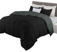 Utopia Bedding Duvet, Box Stitched Solid Duvet, 10.5 TOG Quilt with Corner Tabs (Black/Grey, 10.5 Tog - Superking)