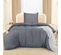 Utopia Bedding Duvet Cover - 135x200cm Duvet Cover Set with Embroidered Pillowcase 80x80cm - Polyester (Grey)