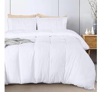Utopia Bedding Duvet Cover 200 x 200 cm with 2 Pillowcases with Pleated Hem 80 x 80 cm - White - Bed Linen 200 x 200 cm - Soft Brushed Microfibre Duvet Cover Sets
