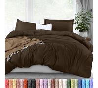 Utopia Bedding Duvet Cover Queen Size Set - 1 Duvet Cover with 2 Pillow Shams - 3 Pieces Comforter Cover with Zipper Closure - Ultra Soft Brushed Microfiber, 90 X 90 Inches (Queen, Brown)